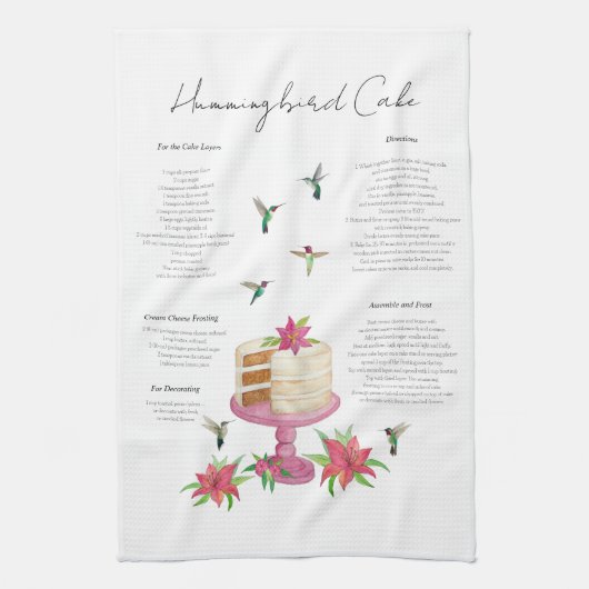 Linge De Cuisine Recette de gâteau pour colibris (Vertical)