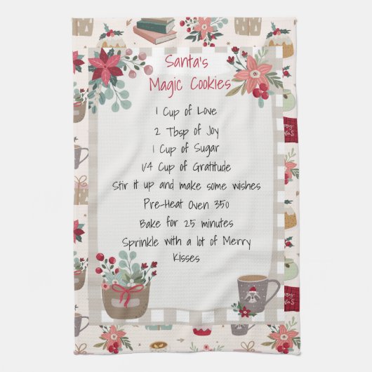 Linge De Cuisine Recette de Noël Cuisine rouge pâle (Vertical)