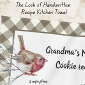 Linge De Cuisine Recette de Noël Oiseau de neige Garde Beige Plaid