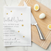 Linge De Cuisine Recette de vin mélangé Noël Aquarelle hiver (Quart Plié)