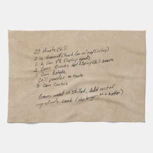 Linge De Cuisine Recette écrite à la main - photo personnalisée