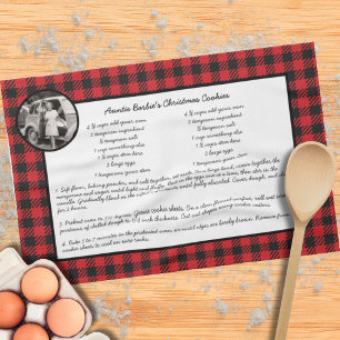 Linge De Cuisine Recette famille rouge noir Plaid photo de vacances