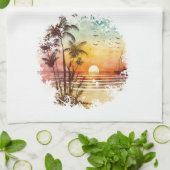 Linge De Cuisine Recette Keepsaké Beach Thème Sunset Cadeau (Plié)