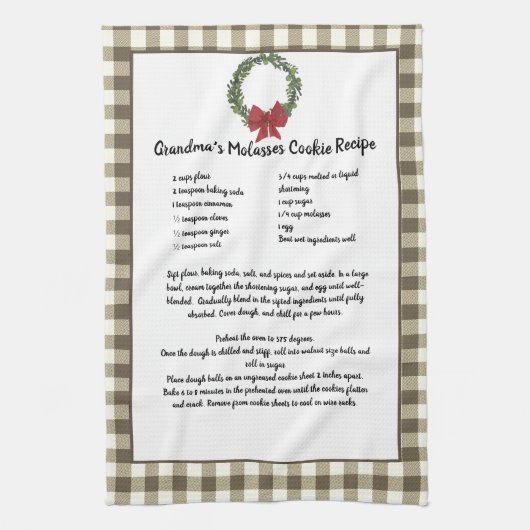 Linge De Cuisine Recette Keepsaké Noël Cookies Rouge Vert Plaid (Vertical)