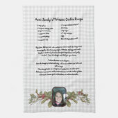Linge De Cuisine Recette Keepsaké photo et plaid floral tan gris (Vertical)