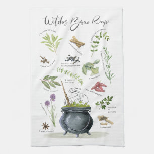 Linge De Cuisine Recette moderne Vintage de chaudron d'Halloween 1