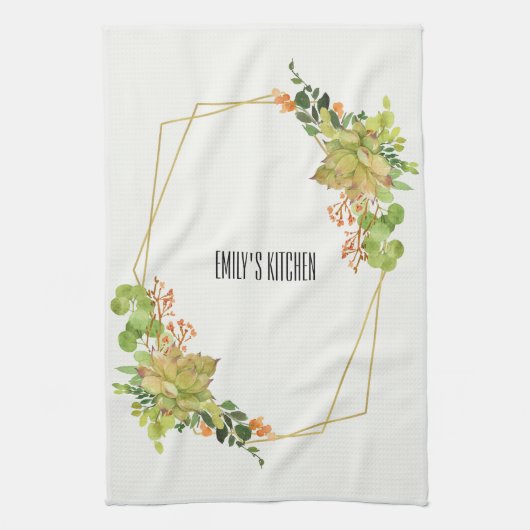 LINGE DE CUISINE RÉCHAUFFEMENT DE COULEUR D'EAU FLORALE SUCCULENT C (Vertical)