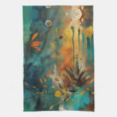 Linge De Cuisine Récolte d'automne Turquoise rouille or Abstrait (Vertical)