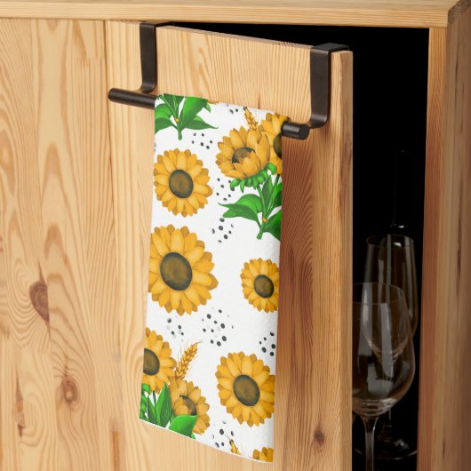 Linge De Cuisine Récolte Dorée Blanche (Pliage en tiers)