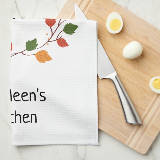 Linge De Cuisine Reconnaissant Merci Bénis Feuilles Tombent Orange (Quart Plié)