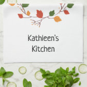 Linge De Cuisine Reconnaissant Merci Bienheureux Feuilles Tombent O (Plié)