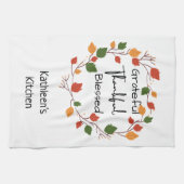 Linge De Cuisine Reconnaissant Merci Bienheureux Feuilles Tombent O (Horizontal)