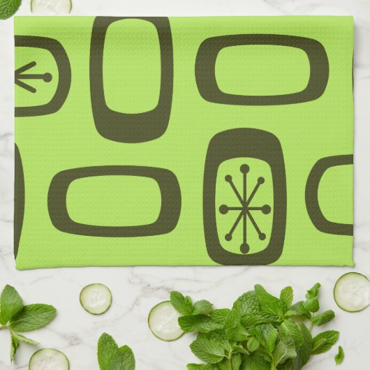 Linge De Cuisine Rectangles arrondies MCM du milieu du siècle Chart (Plié)