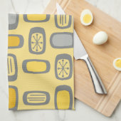 Linge De Cuisine Rectangles arrondies MCM du milieu du siècle gris  (Quart Plié)