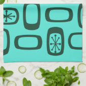 Linge De Cuisine Rectangles arrondies MCM du milieu du siècle Turqu (Plié)