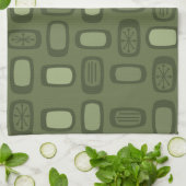 Linge De Cuisine Rectangles arrondies MCM du milieu du siècle vert  (Plié)