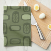 Linge De Cuisine Rectangles arrondies MCM du milieu du siècle vert  (Quart Plié)