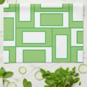 Linge De Cuisine Rectangles Géométriques Vert Blanc (Plié)