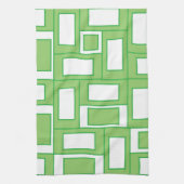 Linge De Cuisine Rectangles Géométriques Vert Blanc (Vertical)