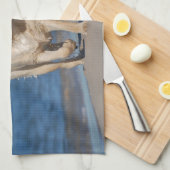 Linge De Cuisine Récupérateur de labrador jaune sur la plage (Quart Plié)