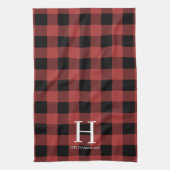 Linge De Cuisine Red Black Buffalo Plaid Monogram Holiday (Vertical)