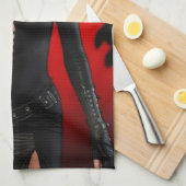 Linge De Cuisine Red Black kitchen towel (Quart Plié)