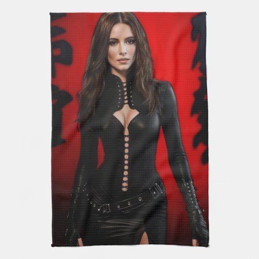 Linge De Cuisine Red Black kitchen towel (Vertical)