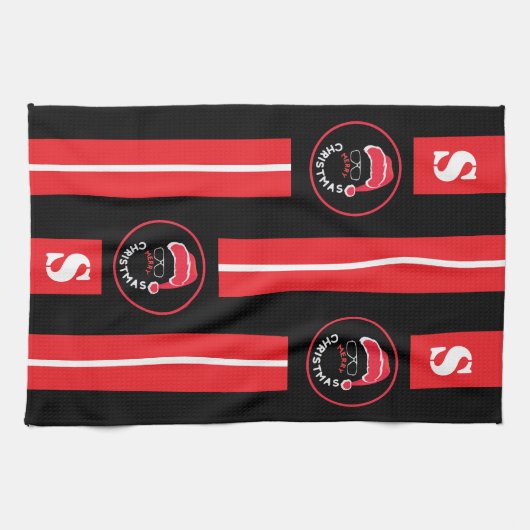 Linge De Cuisine Red Black Noël (Horizontal)