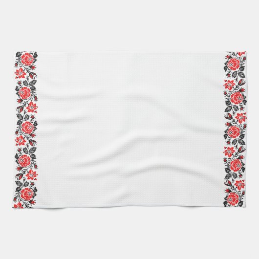 Linge De Cuisine Red & Black Rose cross-stitch Russian Pattern (Horizontal)
