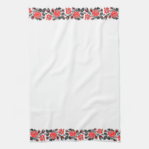 Linge De Cuisine Red & Black Rose cross-stitch Russian Pattern