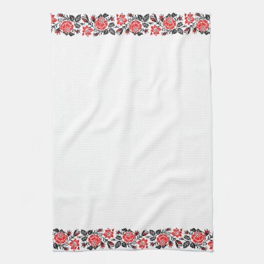 Linge De Cuisine Red & Black Rose cross-stitch Russian Pattern (Vertical)