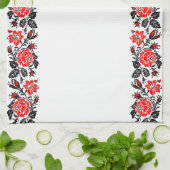 Linge De Cuisine Red & Black Rose cross-stitch Russian Pattern (Plié)