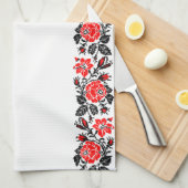 Linge De Cuisine Red & Black Rose cross-stitch Russian Pattern (Quart Plié)