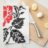 Linge De Cuisine Red & Black Rose cross-stitch Russian Pattern (Quart Plié)