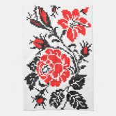Linge De Cuisine Red & Black Rose cross-stitch Russian Pattern (Vertical)