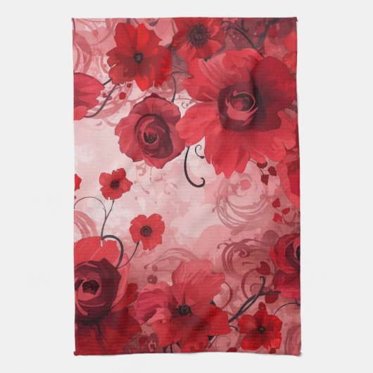 Linge De Cuisine Red Bloom Symphony (Vertical)