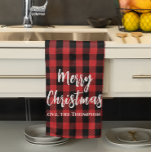 Linge De Cuisine Red Buffalo Check Joyeux Noël Custom<br><div class="desc">Ce design comprend un joyeux Noël,  un plaid de buffle rouge,  un hiver rustique,  une typographie festive et un script de calligraphie,  parfait pour la cuisson des vacances,  fait un grand gardien d'hôtesses,  un motif classique,  un style simple et élégant,  minimaliste.</div>
