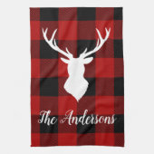 Linge De Cuisine Red Buffalo Plaid & Deer | Nom personnel Cadeau (Vertical)