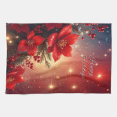 Linge De Cuisine Red Christmas Floral Holiday Kitchen Towel (Horizontal)