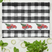 Linge De Cuisine Red Christmas Truck Arbre de Noël Black Check (Plié)