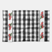 Linge De Cuisine Red Christmas Truck Arbre de Noël Black Check (Horizontal)