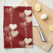 Linge De Cuisine Red Cream Heart Balloons Love (Quart Plié)