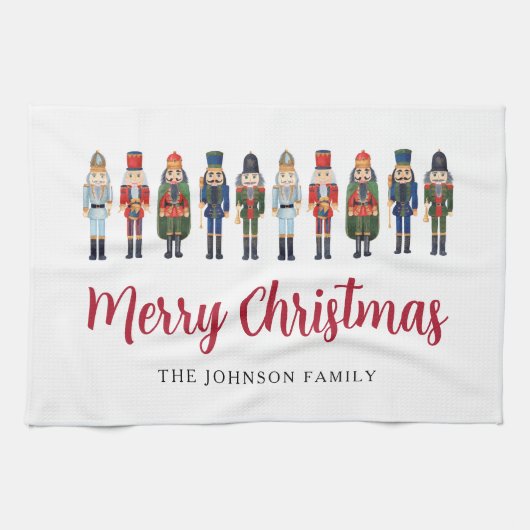 Linge De Cuisine Red Cute Nutcracker Joyeux Noël (Horizontal)