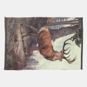 Linge De Cuisine Red Deer par Winifred Austen, Animaux sauvages Vin (Horizontal)