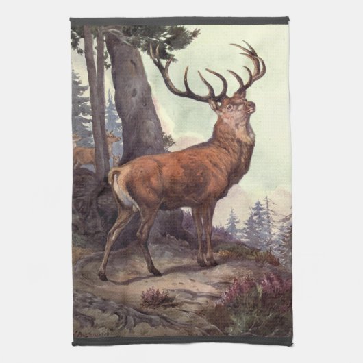 Linge De Cuisine Red Deer par Winifred Austen, Animaux sauvages Vin (Vertical)