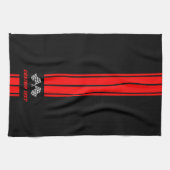 Linge De Cuisine Red Double Race 🏎 rayures avec drapeau (Horizontal)