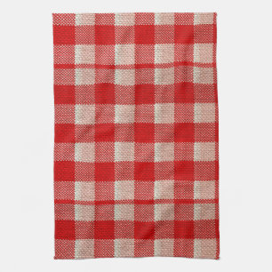 Linge De Cuisine Red En vichy À damiers Motif Burlap Look