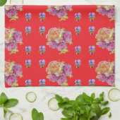 Linge De Cuisine Red Floral Shabby Chic Rose Rose Mums Kitchen avr (Plié)
