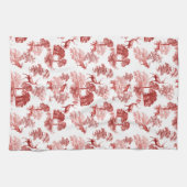 Linge De Cuisine Red French Toile Deer Forest Campagne (Horizontal)