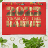 Linge De Cuisine Red Gold Chinese Water Rabat Nouvel An (Plié)